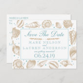 Seashells Nautical Beach Wedding | Save The Date Ankündigungspostkarte (Vorne/Hinten)