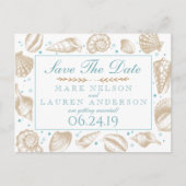 Seashells Nautical Beach Wedding | Save The Date Ankündigungspostkarte (Vorderseite)