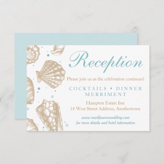 Seashells Nautical Wedding Reception Response Begleitkarte (Vorne/Hinten)