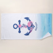 Seashells nautischer Schiffsanker-Abbildung Strandtuch (Vorderseite)