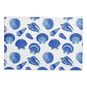 Seashells - Navy Blue im weißen Hintergrund Kissenbezug (Rückseite)
