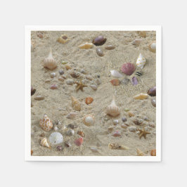 Seashells Nestled in Beach Sand Serviette