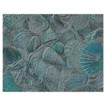 Seashells Ocean Beach Aquamarin Gray Metallic