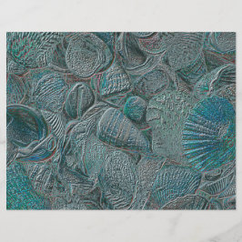 Seashells Ocean Beach Aquamarin Gray Metallic