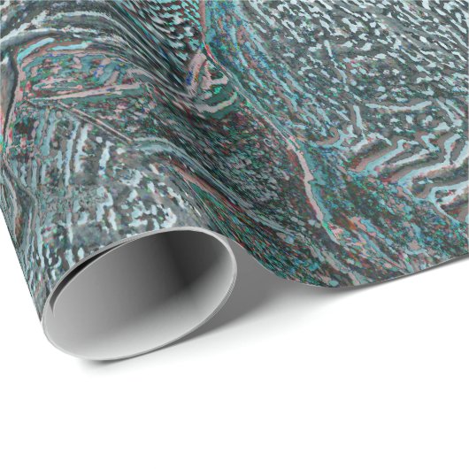 Seashells Ocean Beach Aquamarin Gray Metallic Geschenkpapier (Rolleneckpunkt)