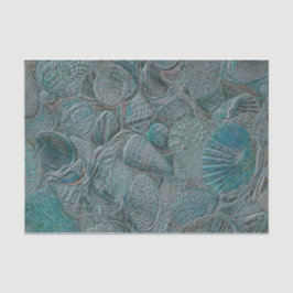 Seashells Ocean Beach Aquamarin Gray Metallic Seidenpapier