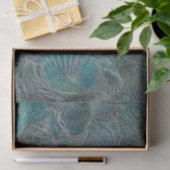 Seashells Ocean Beach Aquamarin Gray Metallic Seidenpapier (Geschenk)