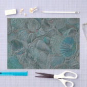 Seashells Ocean Beach Aquamarin Gray Metallic Seidenpapier (Handwerk)
