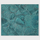Seashells Ocean Beach Aquamarin Metallic Style Geschenkpapier (Flach)