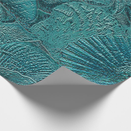 Seashells Ocean Beach Aquamarin Metallic Style Geschenkpapier (Ecke)