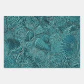 Seashells Ocean Beach Aquamarin Metallic Style Geschenkpapier Set (Vorderseite)