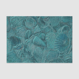 Seashells Ocean Beach Aquamarin Metallic Style Seidenpapier