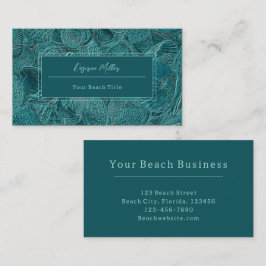 Seashells Ocean Beach Aquamarin Metallic Style Visitenkarte