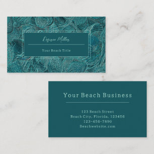 Seashells Ocean Beach Aquamarin Metallic Style Visitenkarte