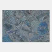 Seashells Ocean Beach Blue Metallic Decoupage Geschenkpapier Set (Vorderseite 2)