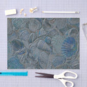 Seashells Ocean Beach Blue Metallic Decoupage Seidenpapier (Handwerk)