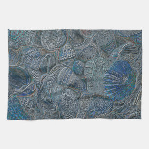 Seashells Ocean Beach Blue Nautical Metallic Geschirrtuch