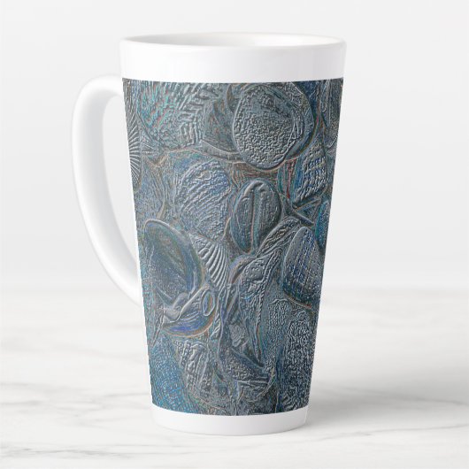 Seashells Ocean Beach Blue Nautical Metallic Milchtasse (Linke Ecke)