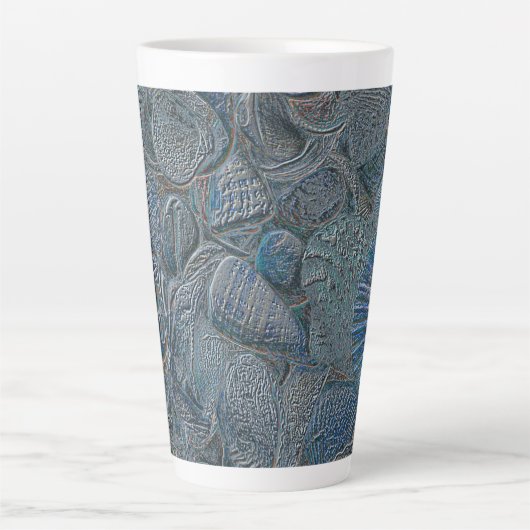 Seashells Ocean Beach Blue Nautical Metallic Milchtasse (Vorderseite)