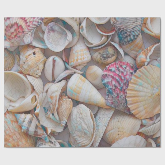 Seashells Ocean Beach Mosaik Art Decoupage Geschenkpapier (Flach)
