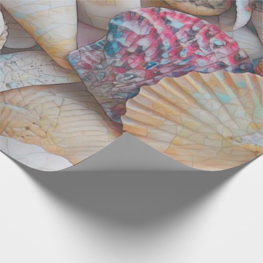Seashells Ocean Beach Mosaik Art Decoupage Geschenkpapier (Ecke)