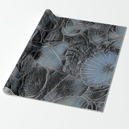 Seashells Ocean Beach Pastell Blue Black Decoupage Geschenkpapier