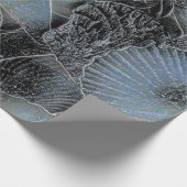 Seashells Ocean Beach Pastell Blue Black Decoupage Geschenkpapier (Ecke)