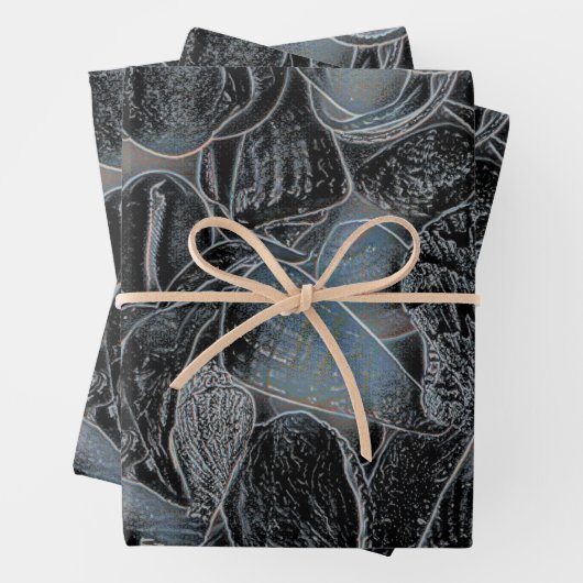 Seashells Ocean Beach Pastell Blue Black Decoupage Geschenkpapier Set (Beispiel)