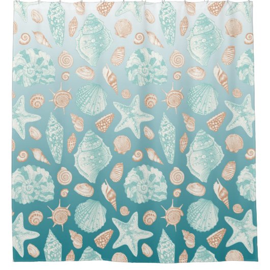 Seashells Ombré CHANGE HINTERGRUNDFARBE Duschvorhang (Vorderseite)