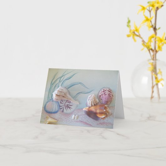 Seashells on a blank-inside note card karte (Gelbe Blume)