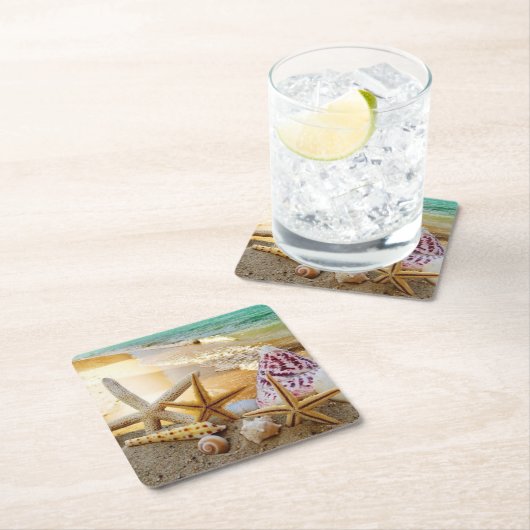 Seashells Paper-Untersetzer Rechteckiger Pappuntersetzer (Vor Ort)