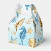 Seashells Pattern Beach Wedding Favor Boxes Geschenkschachtel (Rückseite)
