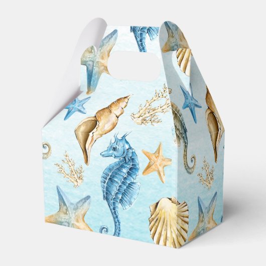 Seashells Pattern Beach Wedding Favor Boxes Geschenkschachtel (Rückseite)