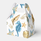 Seashells Pattern Beach Wedding Favor Boxes Geschenkschachtel (Rückseite)