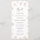Seashells & Pearls Coastal Beach Seafront Wedding  Menükarte (Vorderseite)