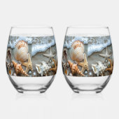 Seashells Pearls Sea Foam Starfish Weinglas Ohne Stiel (Links)