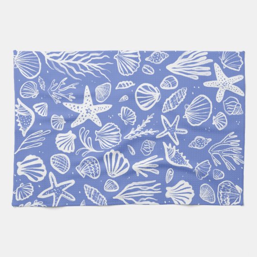 Seashells Periwinkle Pattern Beach Muscheln Chic Geschirrtuch (Horizontal)