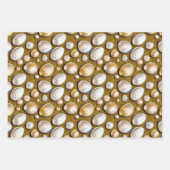 Seashells Perlen Sandstrand Muscheln Goldschimmer Geschenkpapier Set (Vorderseite 3)