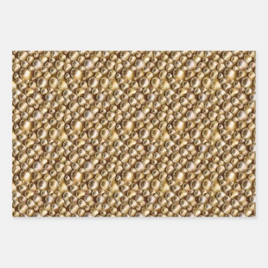 Seashells Perlen Sandstrand Muscheln Goldschimmer Geschenkpapier Set (Vorderseite)