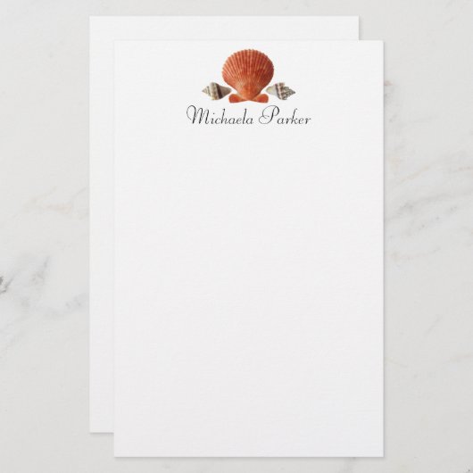 Seashells Personalisiert Letterhead Stationery Briefpapier (Vorne/Hinten)
