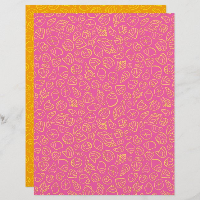 Seashells Pink Scrapbook Paper (Vorne/Hinten)
