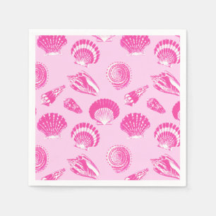 Seashells - pinkfarbenes rosa und Weiß Serviette