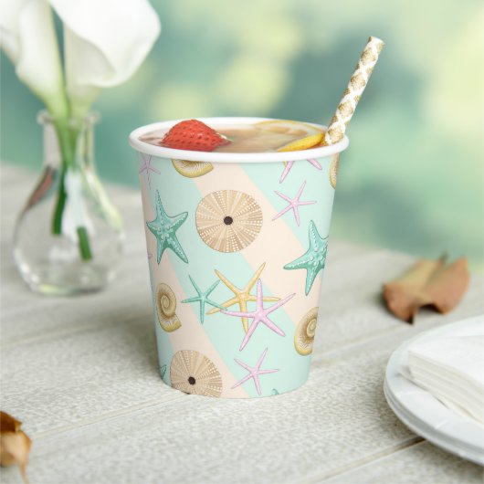 Seashells Retro Pastel Sea Life Pappbecher (In Situ)