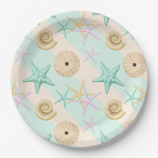 Seashells Retro Pastel Sea Life Pappteller (Vorderseite)