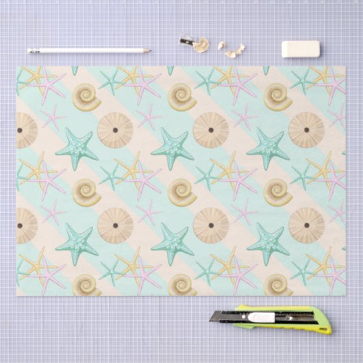 Seashells Retro Pastel Sea Life Seidenpapier (Handwerk)