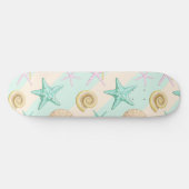 Seashells Retro Pastel Sea Life Skateboard (Horizontal)