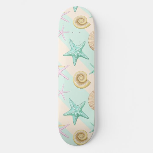 Seashells Retro Pastel Sea Life Skateboard (Vorderseite)