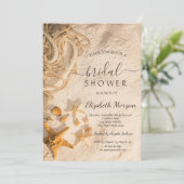 Seashells Rope Sand Brautparty Einladung (Stehend Vorderseite)