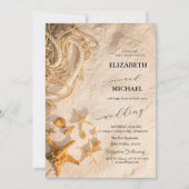 Seashells Rope Sand Script Wedding Einladung (Vorderseite)