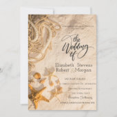 Seashells Rope Sand Wedding Einladung (Vorderseite)